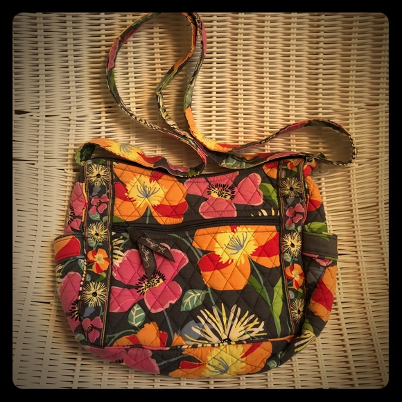 Vera Bradley Handbags - VERÁ BRADLEY FLORAL AND GRAY PURSE